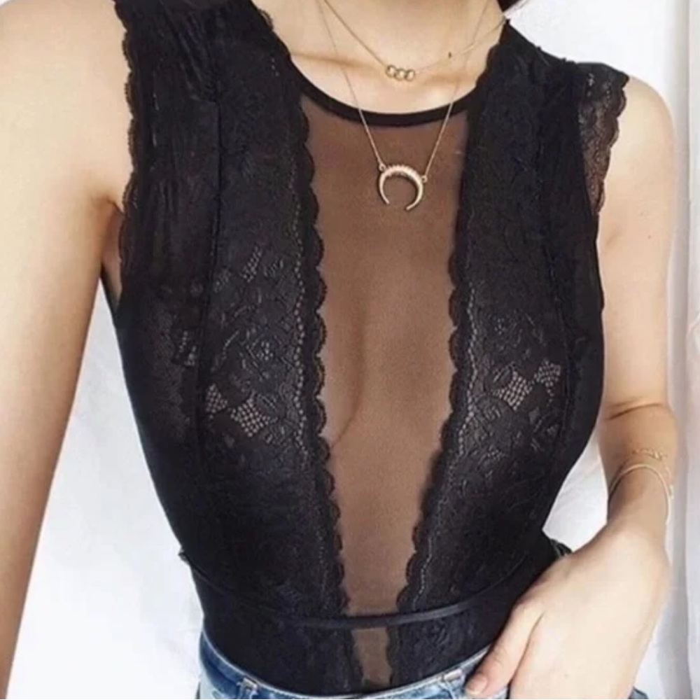 Black lace bodysuit